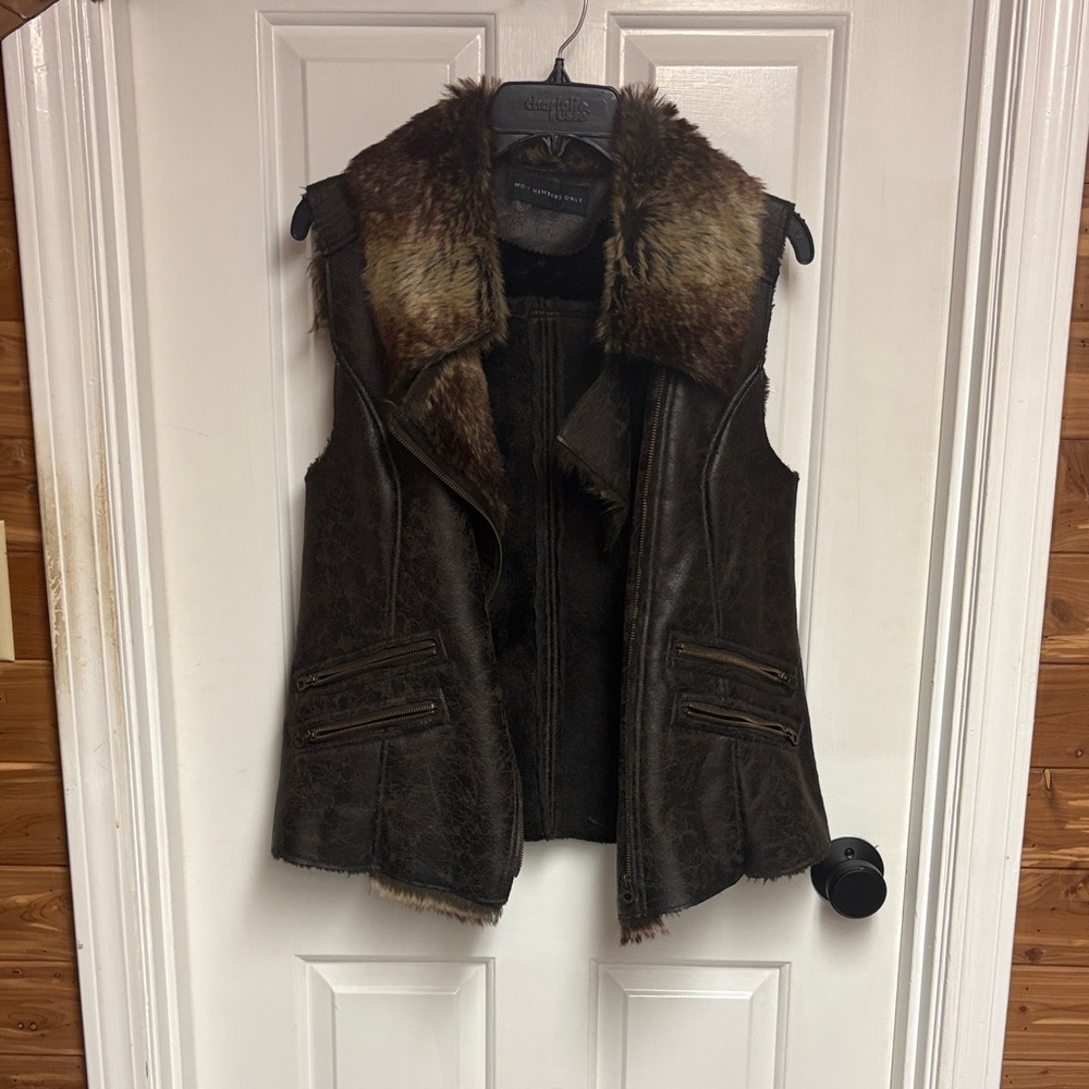 Members Only Brown Faux Fur Vest